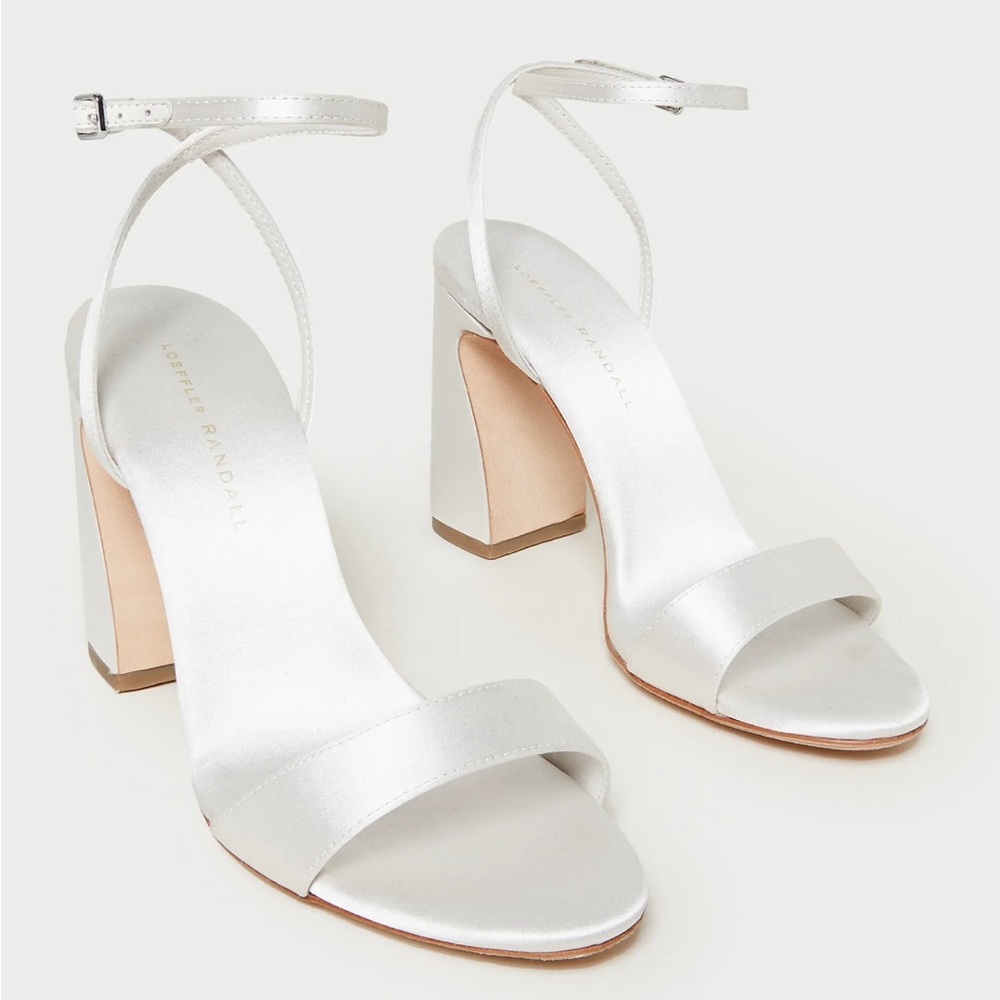Loeffler Randall Malia Curved-Heel Sandal in Cream